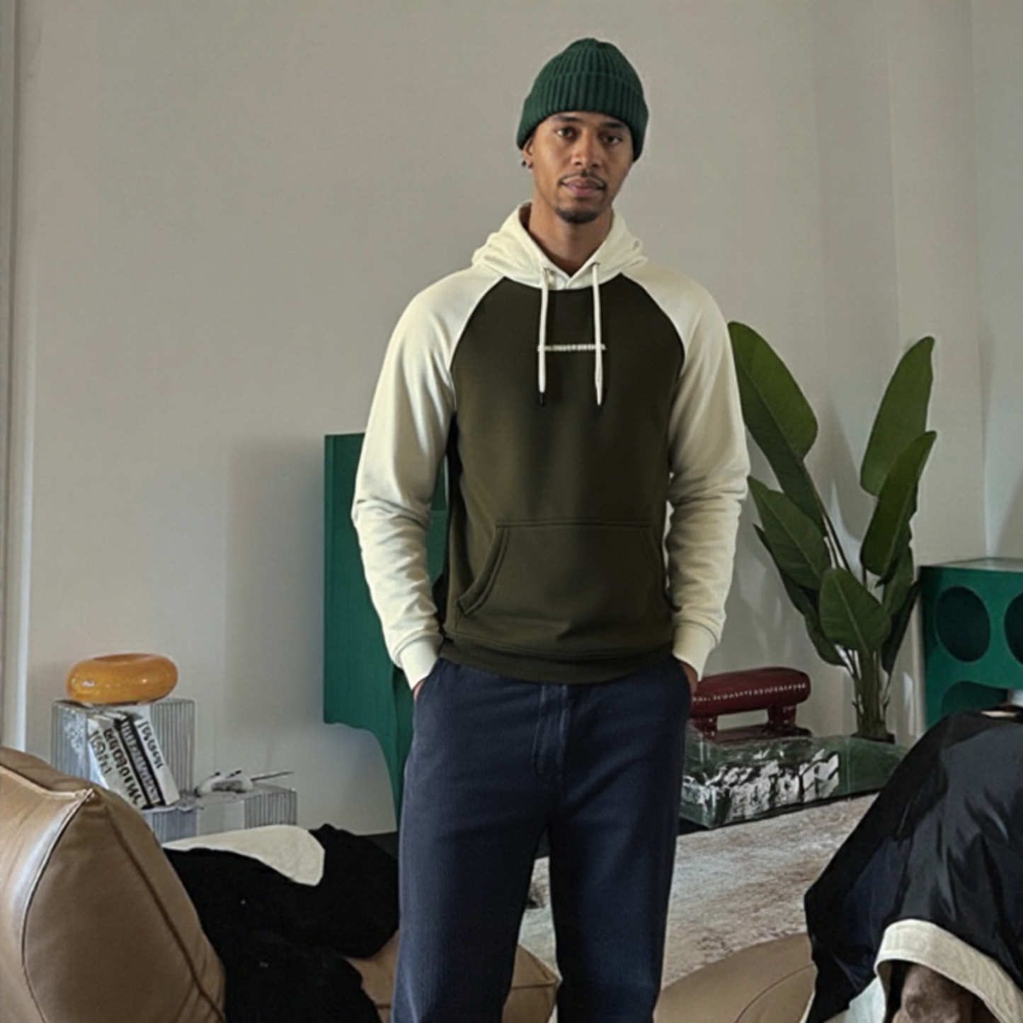 Buzo hombre bicolor BMH2581-3 Beige-verde