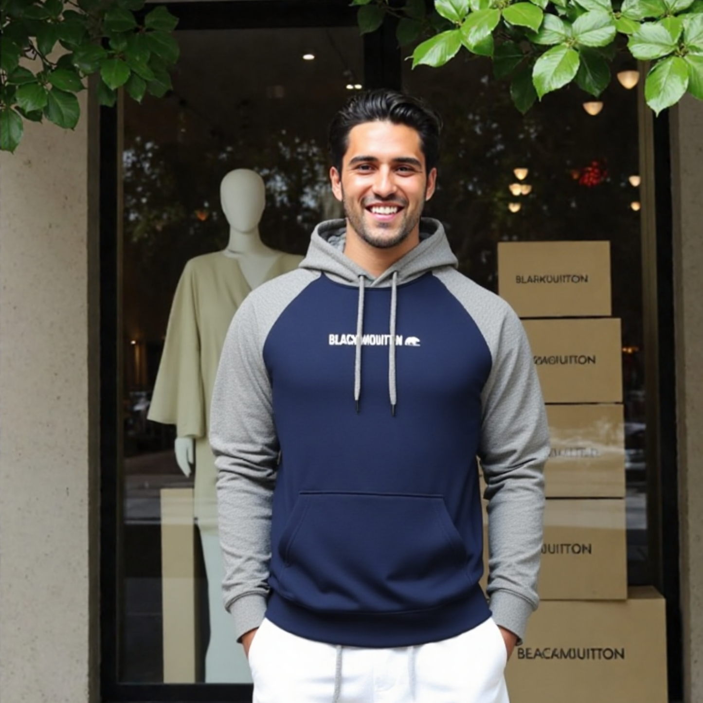 Buzo hombre bicolor BMH2581-8 Gris-azul