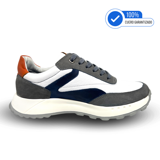 Calzado 100% Cuero Hombre BMAZ38-GRIS 60% OFF 2X200