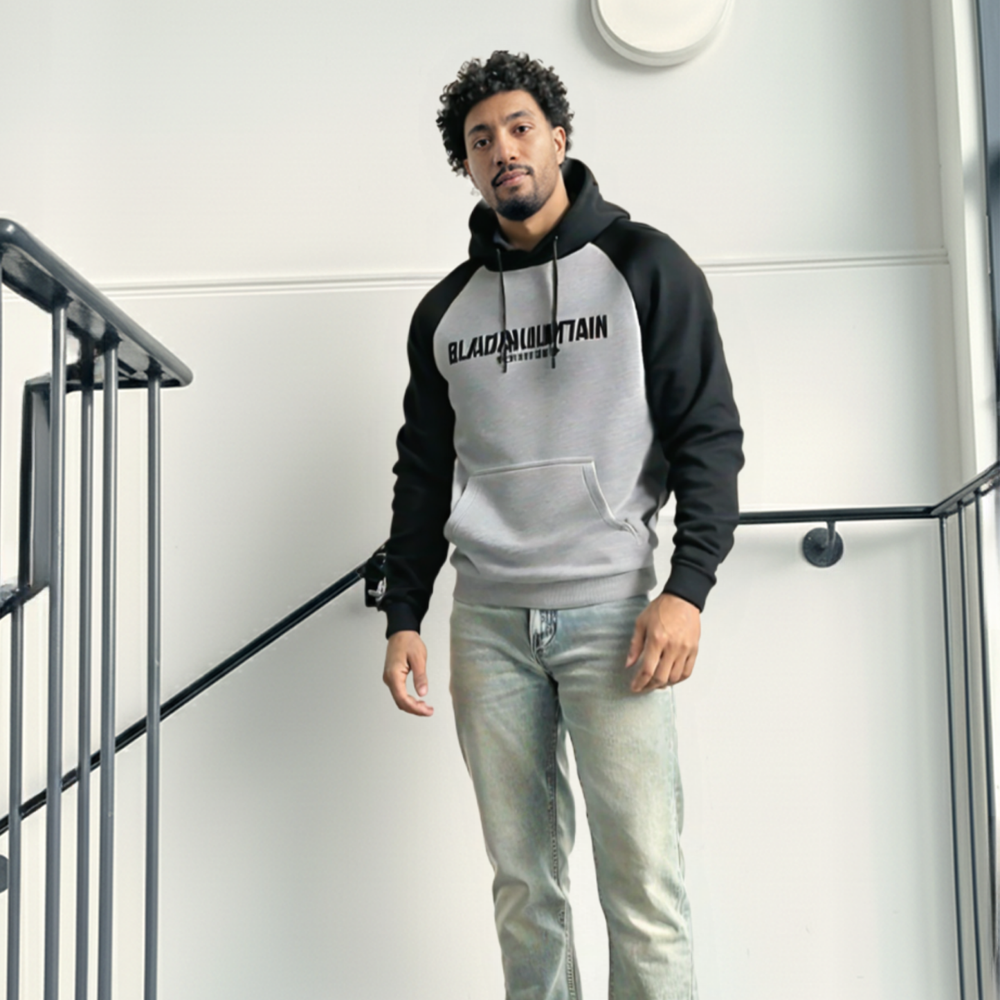 Buzo hombre bicolor BMH2581-2 Negro-gris