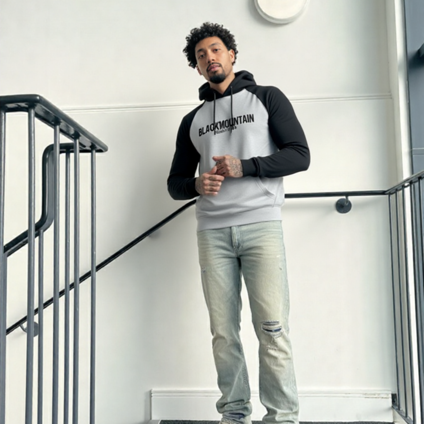 Buzo hombre bicolor BMH2581-2 Negro-gris