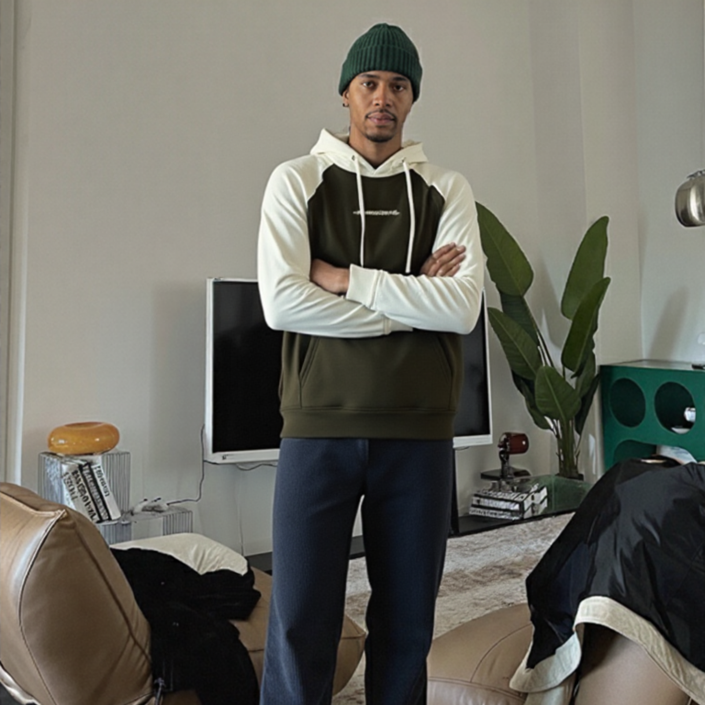 Buzo hombre bicolor BMH2581-3 Beige-verde