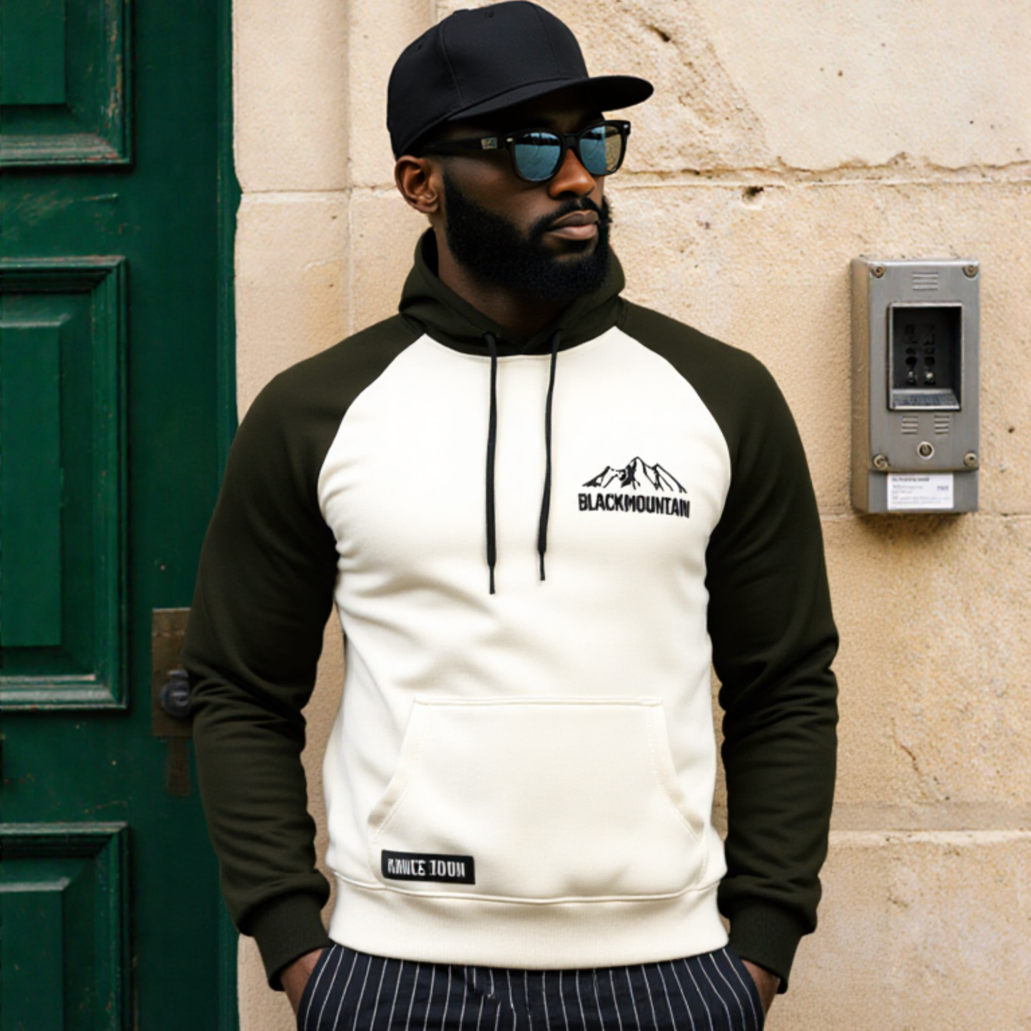 Buzo hombre bicolor BMH2581-4 Verde-beige