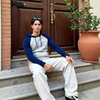 Buzo hombre bicolor BMH2581-7 Azul-gris