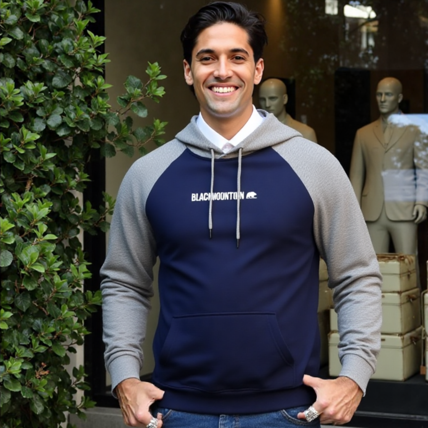 Buzo hombre bicolor BMH2581-8 Gris-azul