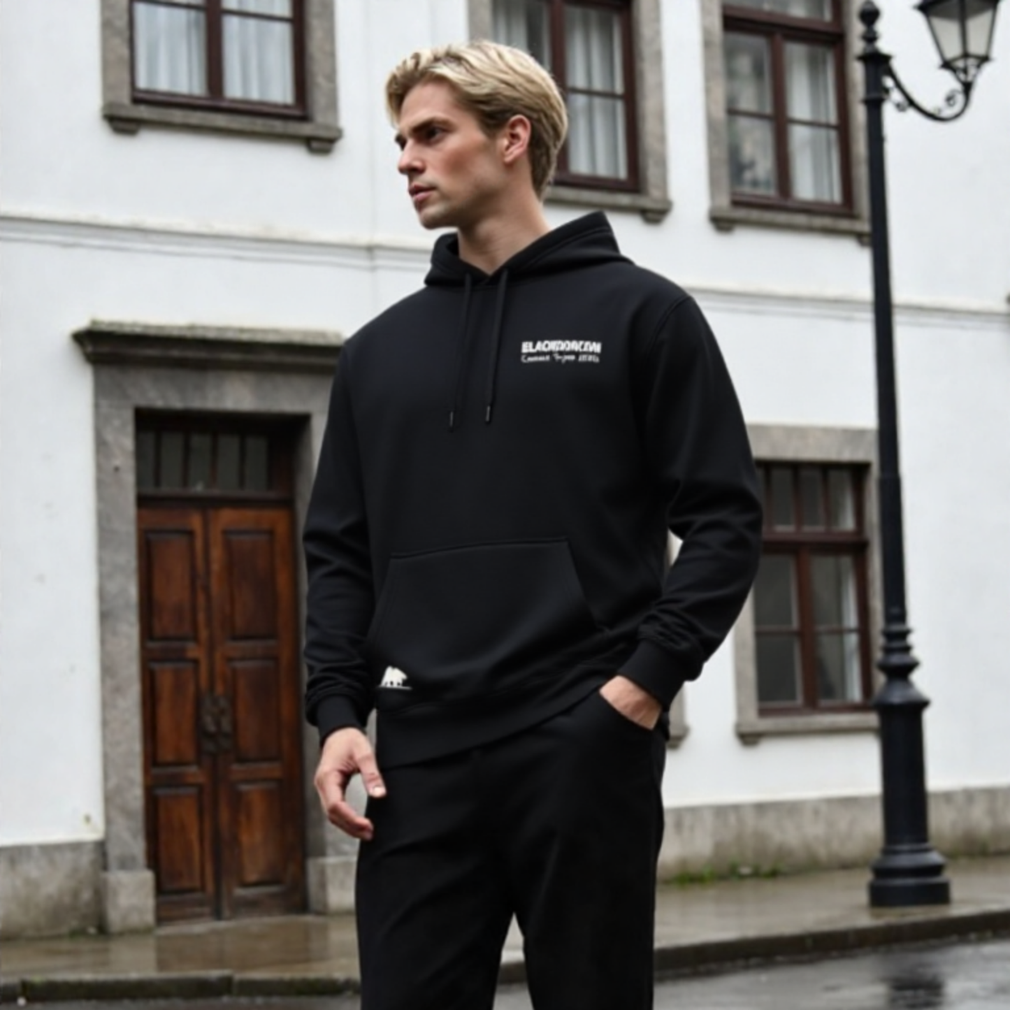 Buzo hombre casual unicolor BMH2582-2 NEGRO